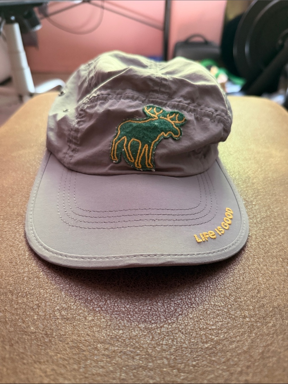 5 panel Gray Life is good Moose Hat